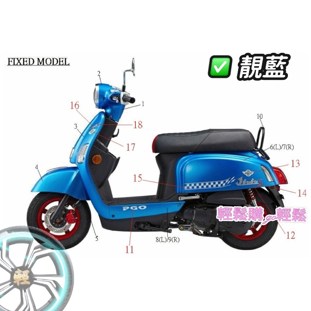 JBUBU 靚藍 車殼  整流罩  擋風板 手把上蓋 手把下蓋 前土除 車身蓋 側條 車殼