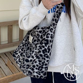 【MDMS】豹紋休閒單肩包 休閒百搭托特包 大容量子母包 動物紋理帆布手提袋 學生通勤萬用女包 輕便可調斜跨包 B258