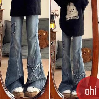 【ohi】牛仔褲嘻哈ins潮 顯瘦牛仔長褲 痞帥長褲女 女生褲子 休閒長褲 大碼女裝 XGJY6993
