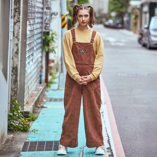 KANGOL 女 燈芯絨 吊帶褲-6352157102