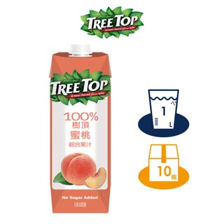 【TREE TOP樹頂】100%水蜜桃綜合果汁 1L 晶鑽包 x10 箱購