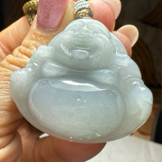 冰透藍翡翠彌勒佛公吊墜