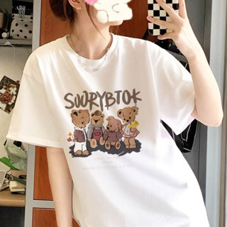 【Wen's Shop🍀臺灣】復古小熊T恤 女生上衣 純棉 短袖 女短袖 短袖上衣 短袖T恤oversize t恤154
