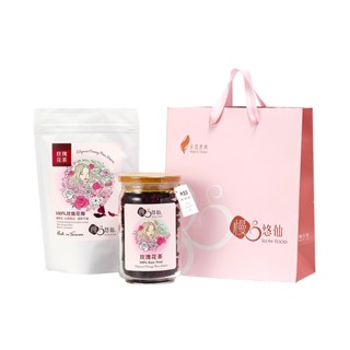 【慢悠仙】神農獎玫瑰花茶組合 玻璃罐裝20g+袋裝20g 免運隔日到貨(無咖啡因/花草茶/可沖40壺/手提袋