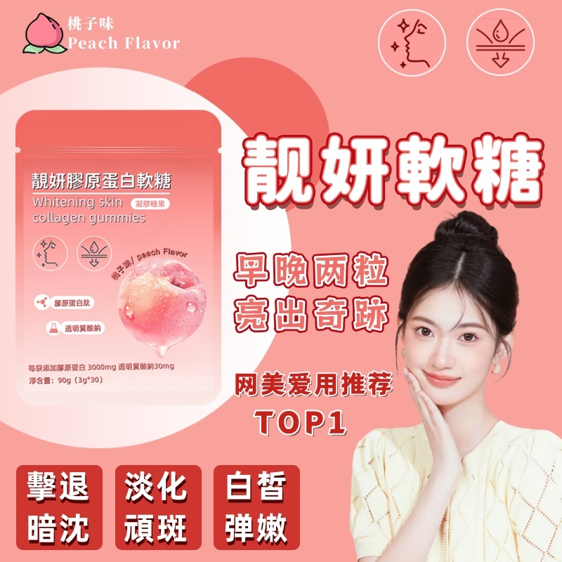 裸耀美顏軟糖👩膠原蛋白 奢光水潤 直擊暗黃暗沈 水光錠 維生素C 玻尿酸 黃黑適用 亮出膠原感 養顏美容 光感女神