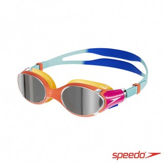 【Speedo】兒童運動泳鏡 Biofuse 2.0 鏡面 藍/火山橘