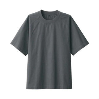 MUJI 無印良品 男有機棉涼感圓領布帛短袖T恤 深灰M - 二手商品