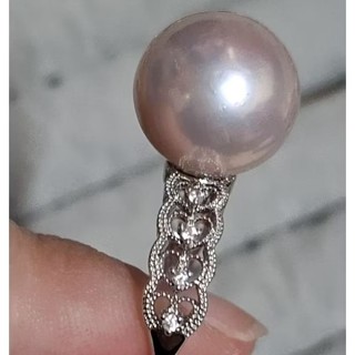 🧚‍♀️仙女下凡🧚‍♀️天然頂級珠光13-14mm仙女粉金色愛迪生珍珠鍍18k白金色微鑲鋯石鏤空蕾絲愛心戒指