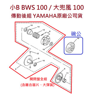 YAMAHA山葉 原廠 小B BWS 100 RS 大兜風 開閉盤組 離合器總成 後組 4VP-E7602 開閉盤總成