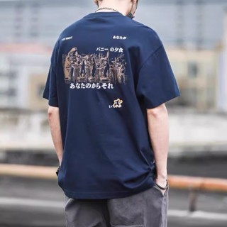 【臺灣出貨】短袖t恤男純棉厚磅短t日系復古短袖上衣落肩圓領印花潮t大尺碼寬鬆顯瘦t恤男透氣吸汗oversize t恤男