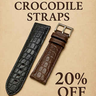 出清-高質感圓紋鱷魚皮錶帶
