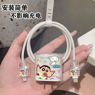 韓風ins睡衣蠟筆小新小白蘋果13/14充電器保護殼iPhone12promax適用20w數據線保護套矽膠軟殼