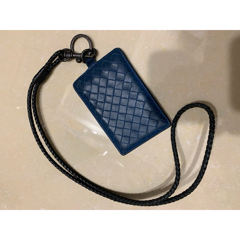 二手 國際精品 BV Bottega Veneta 寶藍編織 識別證吊牌