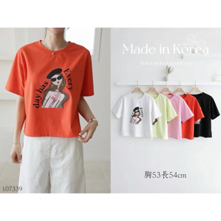 🔥 韓國直送代購 | 臺灣出貨 | 小資首選 | 正韓代購 ✈️墨鏡女孩愛馬仕橘休閒上衣T