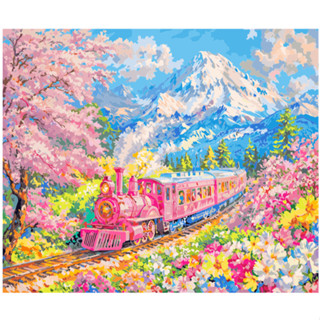 4月新款現貨多色-開往春天的列車60色【新一代畫布有背板】大尺寸50*65CM-DIY數字油畫/填色畫/丙烯油畫/裝飾畫