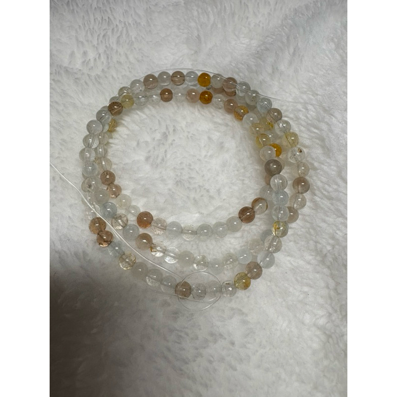 「新品」天然彩托帕石 小咪三圈素串