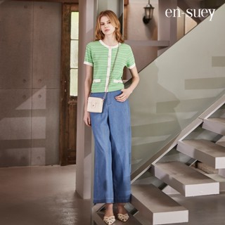 【en-suey 銀穗】俐落感牛仔寬褲 - 牛仔藍 5213-1505