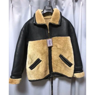LambSkin 小羊皮毛一體拉鍊翻領夾克 皮衣外套