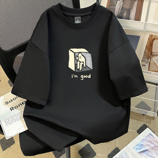 【高品質·當天出貨】260g重磅短t純棉印花t 有趣搞怪短袖T恤男女同款Oversize寬鬆大尺碼短袖上衣美式復古五分袖