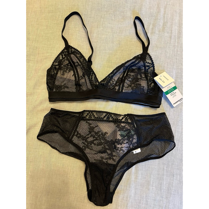 Passionata 貝莎娜塔無襯無鋼圈黑色內衣（情趣內衣）上衣M小褲S