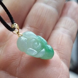 天然緬甸冰種白底青翡翠18k金玫瑰花吊墜！小小吊墜