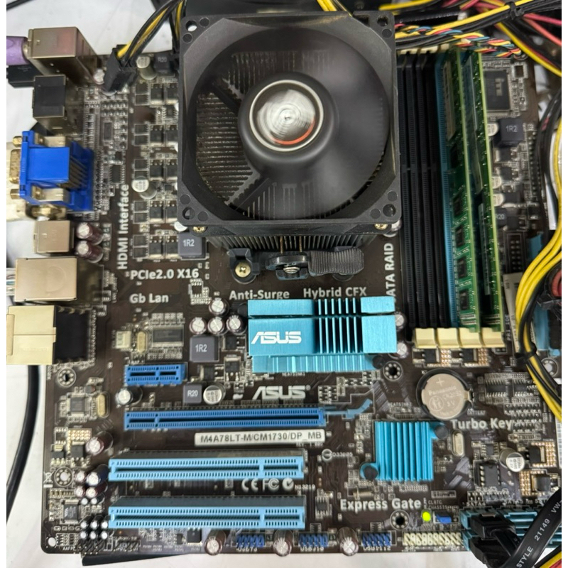 AMD X2 260(3.2G)+華碩 M4A78LT-M/CM1730/DP_MB+4G記憶體（可win Xp)