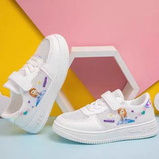 【Size26-37】女童鞋網面 小白鞋 2025春夏季 透氣新款 兒童板鞋 小學生 公主運動鞋 休閒鞋 跑步鞋