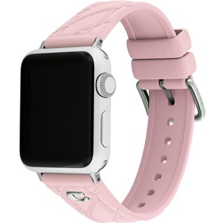 COACH Apple Watch 錶帶 38/40/41mm適用 粉紅色菱格紋矽膠錶帶 送禮推薦 禮物(不含手錶)
