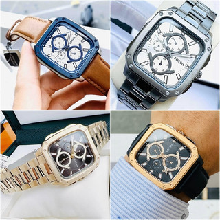 FOSSIL 科技感方形工業風設計日曆手錶 42mm 【Watch On-line Store 】