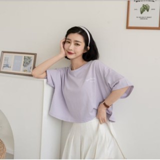 二手衣物便宜售：紫色 韓版短版短袖上衣/短版上衣/女裝衣服/寬松上衣/短袖夏天上衣