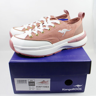 【KangaROOS 美國袋鼠鞋】女 BELLA 百搭休閒 Q彈厚底 運動 帆布鞋(粉-KW11803)