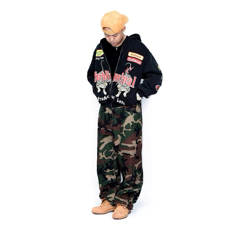 PACSUN水洗做舊BOXY拉鍊衛衣外套嘻哈