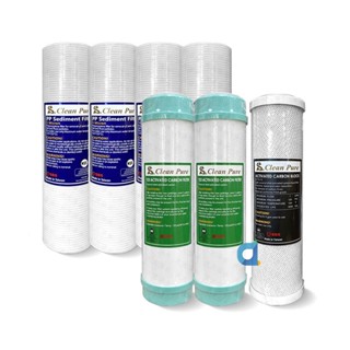 CLEAN PURE 10英吋標準型5微米細溝槽PP濾心4支 顆粒活性碳2支 活性碳濾心1支 NSF認證(共7支)
