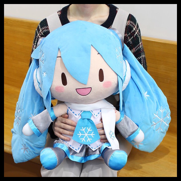 █Mine公仔█日版 SEGA 初音未來 Miku 雪初音 雪未來 超巨大坐姿娃娃 軟軟 50cm 布偶 玩偶 BIG