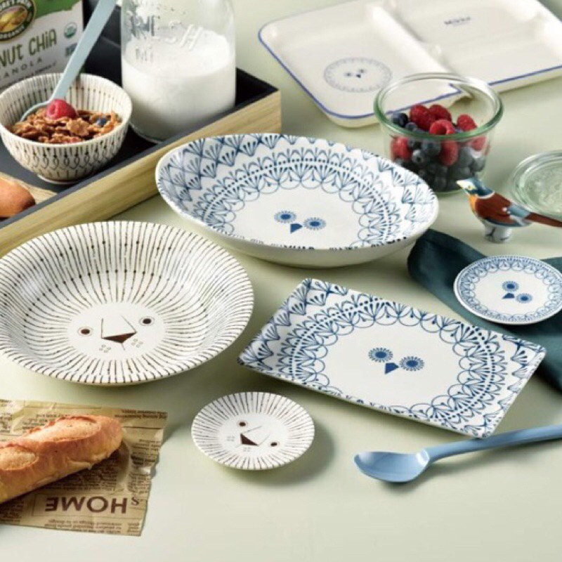 【模型君】日本製 三鄉陶器 MIKKE 貓頭鷹 獅子 .陶瓷碗 陶瓷盤 咖哩盤 餐盤 現貨