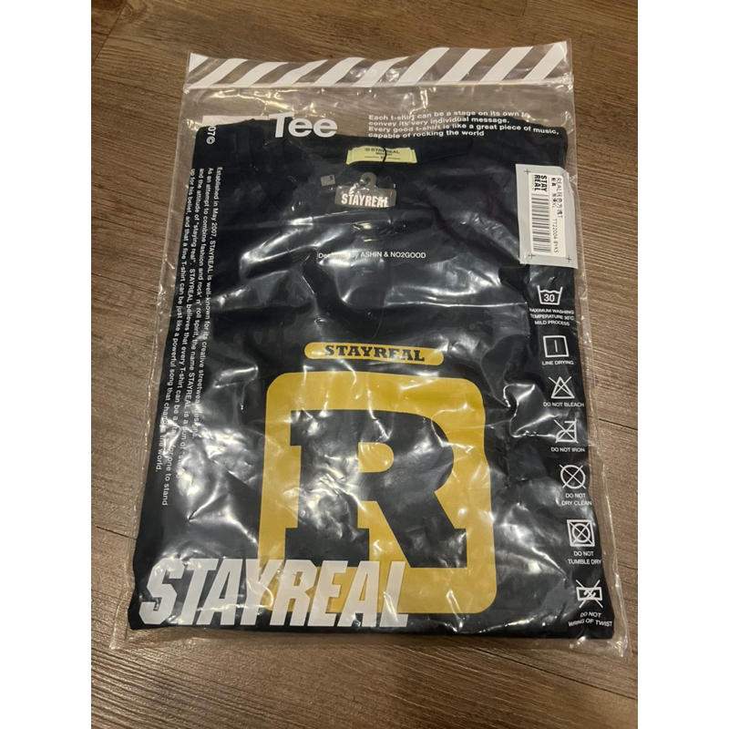（可刷卡）全新Stayreal玩色方塊短袖T恤 藍黃，黑標XL，贈STAYREAL PARK創意透卡+五月天演唱會雨衣
