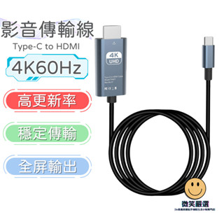 隔日到貨 Type-C轉HDMI 4K 60HZ 投影 投屏線 鋁合金 高畫質 影音傳輸線 轉接線 編織線材 視頻轉接器