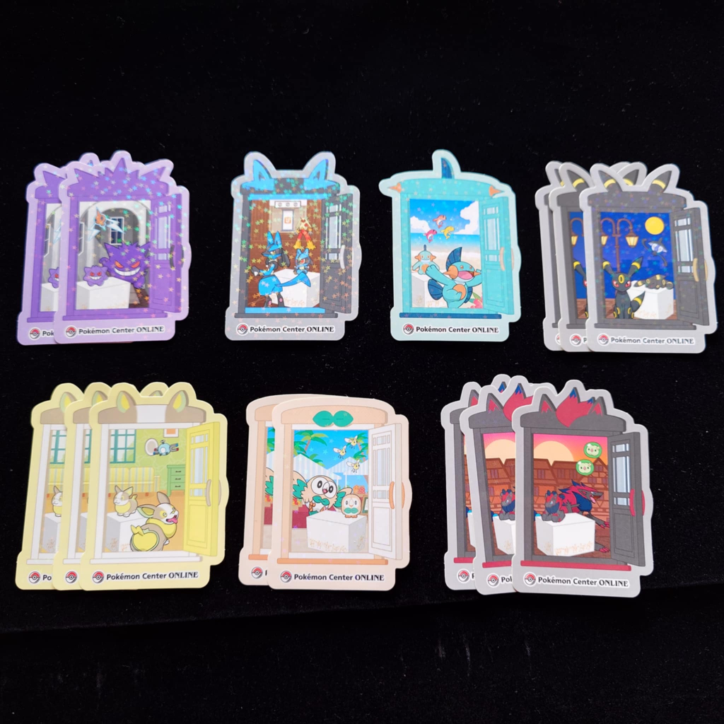 日本 寶可夢中心 線上小遊戲 賞品 B賞 貼紙 木木梟 來電汪 耿鬼 月伊布 路卡利歐 索羅亞 沼躍魚 Pokemon