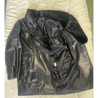 LambSkin 義大利製 小羊皮皮草排扣翻領夾克 皮衣外套