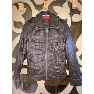 二手正品 Superdry 極度乾燥 深棕色皮衣 S號