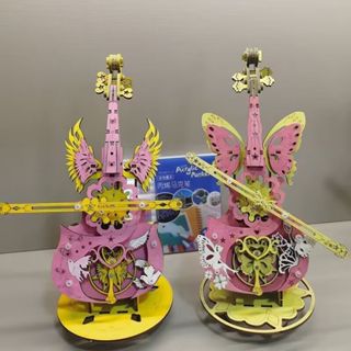 🔥臺灣出貨🔥木製 DIY八音盒音樂盒 3D立體拼圖天使之翼 八音盒手工 DIY 小提琴音樂盒 馬克筆diy 禮物桌面擺件