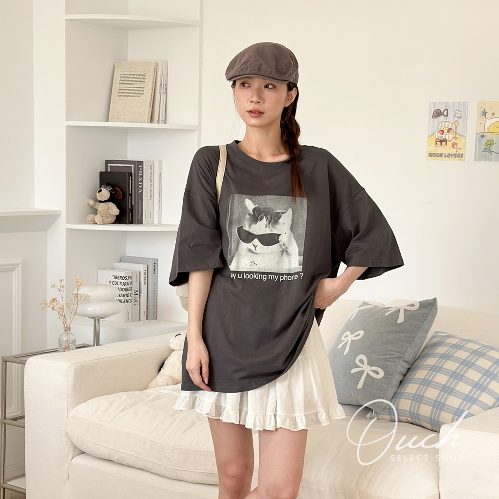 【Ouch】耍帥的貓狗日常（2 colors) 實拍 現貨 墨鏡小動物上衣s 短袖t恤 短t  t shirt B060
