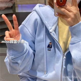 秋冬外套 開衫外套 秋季韓國 小熊連帽衛衣 新款薄款寬鬆開衫外套女 潮ins上衣 寬鬆外套