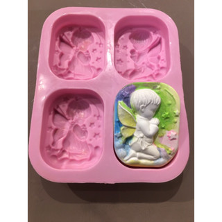 （二手特價）小天使4孔矽膠皀模(加厚款）手工皂 模具