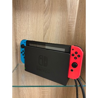 switch二手主機 電力加強版 原廠主機 + 數位版太鼓達人 + 電視盒HDMI + 紅藍手把、連結握把