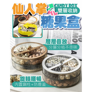 旋轉收納盒 糖果盒【臺灣公司出貨 免運費】仙人掌糖果盒 旋轉式置物架 收納盆 果盤 多功能收納盒 旋轉盤 過年 收納