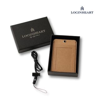 LOGINHEART｜免取卡正面感應證件套 卡其棕 可客製 其他夾層票卡不幹擾 臺灣製造獨家精品 附矽膠掛繩