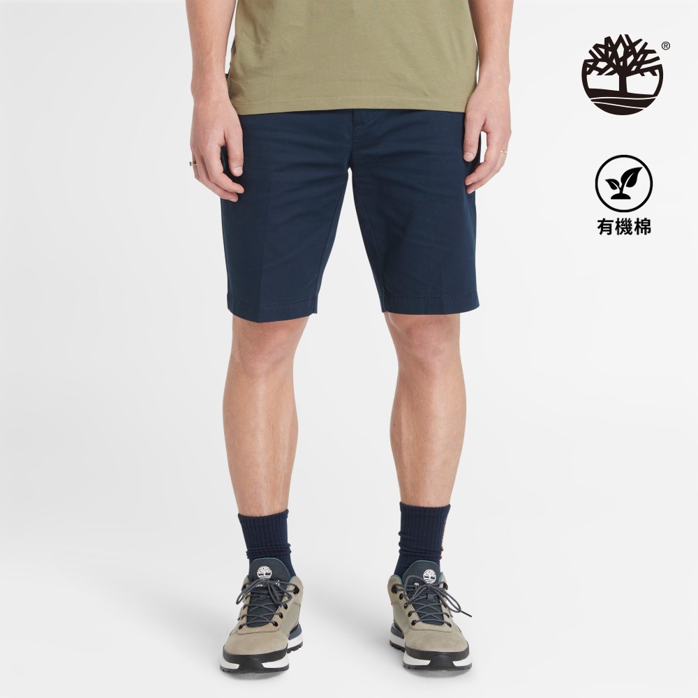 Timberland 男款深藍色SQUAM LAKE彈性卡其短褲|A2DFM433