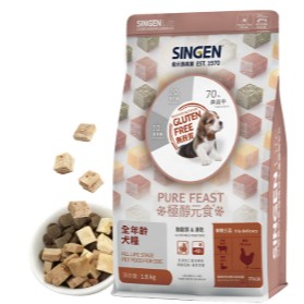 快樂向前寵 挑戰不可能【SINGEN信元】1.5kg極醇元食.鮮嫩三品.餉味舞食.皮毛低敏犬糧.無麩質狗飼料.全齡犬適用