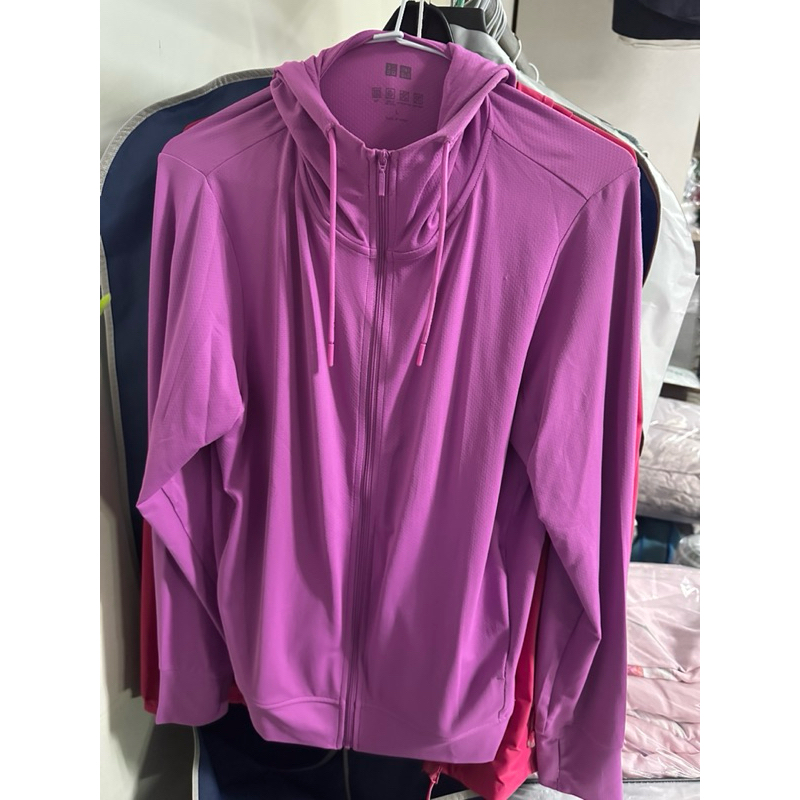 Uniqlo 優衣庫 AIRism 防曬抗UV網眼連帽外套 紫色 女裝L號